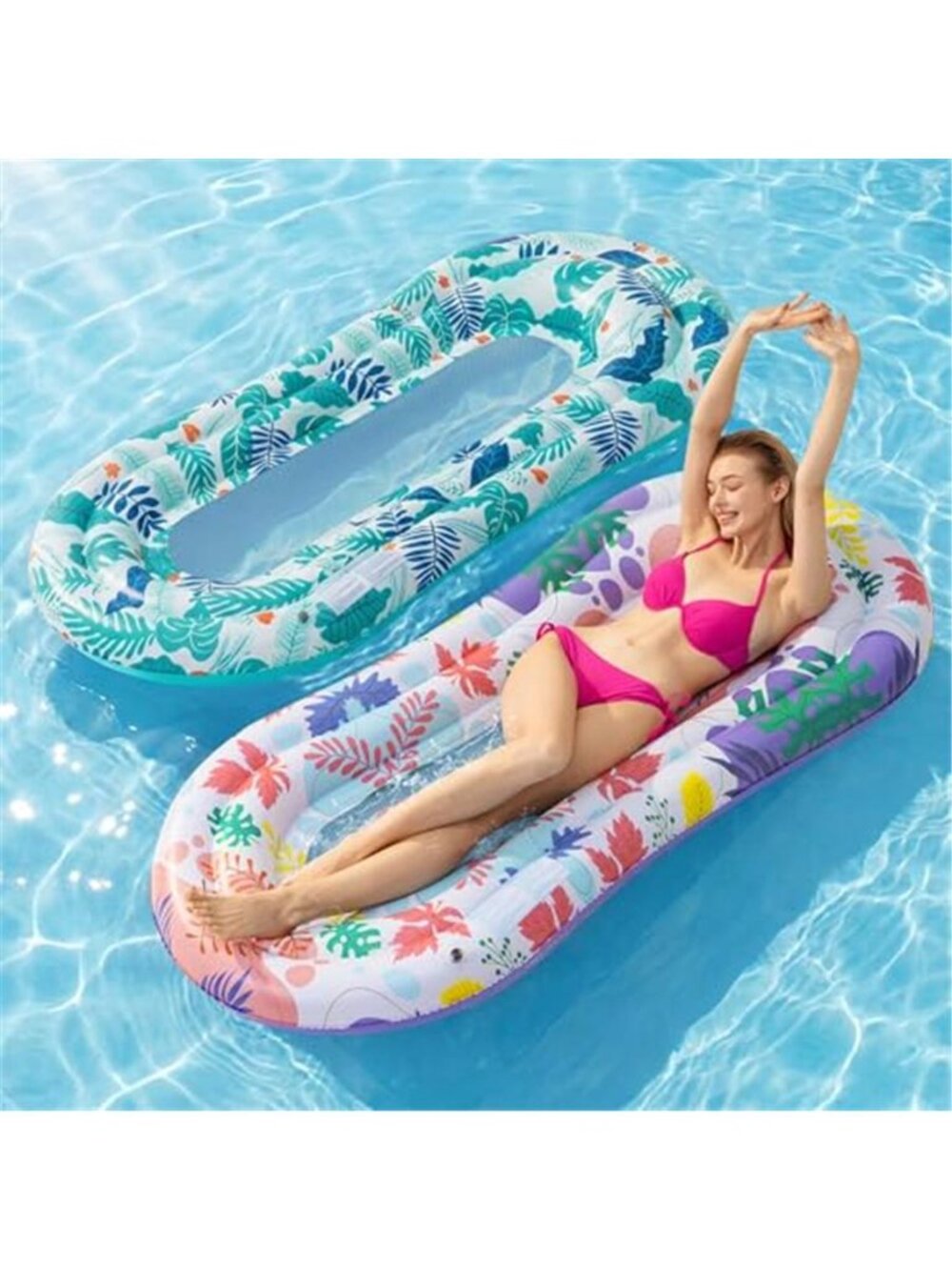 Pool Float Lounger 2 Pack Adult Water Hammock Mesh Raft With Headrest Footrest